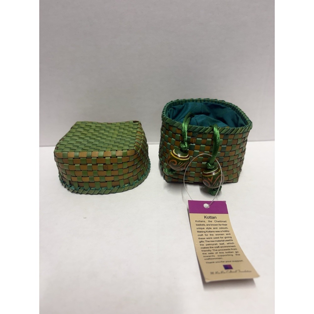 Kottan Basket hand woven Chettinad Palmyra leaf Indian Artesan handmade small